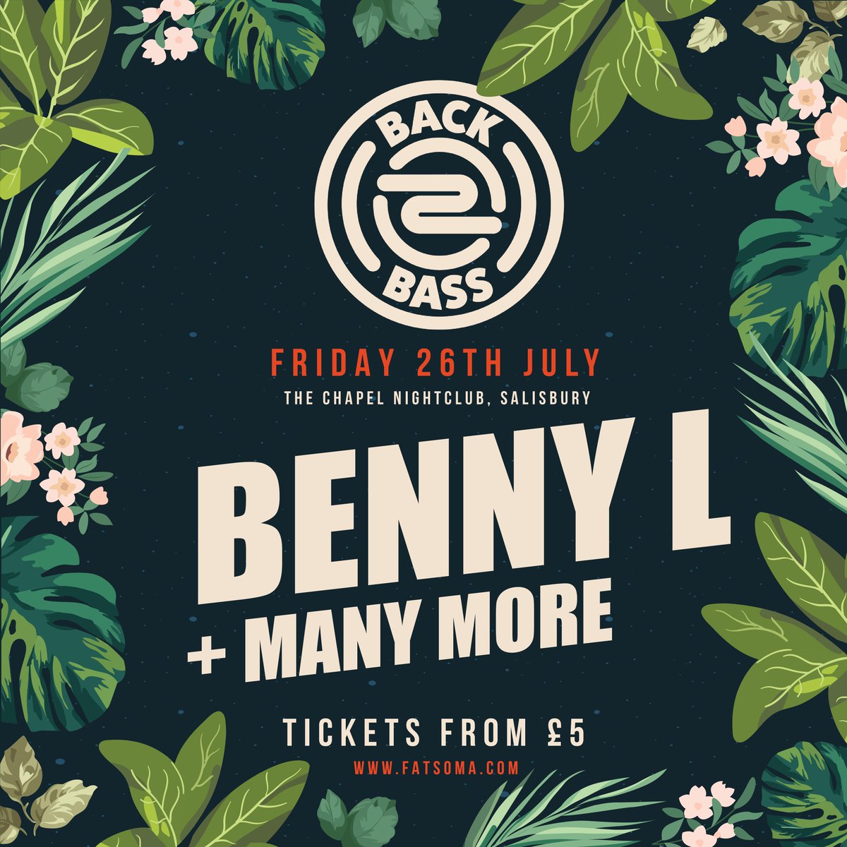 ChapelSalisbury's tweet photo. FRIDAY 26TH JULY // Following a series of sell-out events, Back 2 Bass are back for a Summer party! This time around they will be welcoming the hugely talented @bennyl_dnb! π΄
...
Tickets available online. #ChapelNightclub #Back2Bass #BennyL #dnb https://t.co/09w9z5TXdC