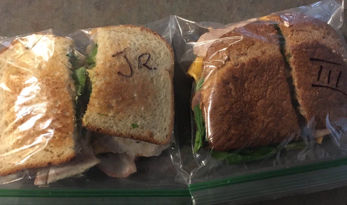 MailmanJack65's tweet photo. One peppered pork loin sandwich for me, the other for my son. #brownbaggingit ๐ https://t.co/88Ntnb0Rav