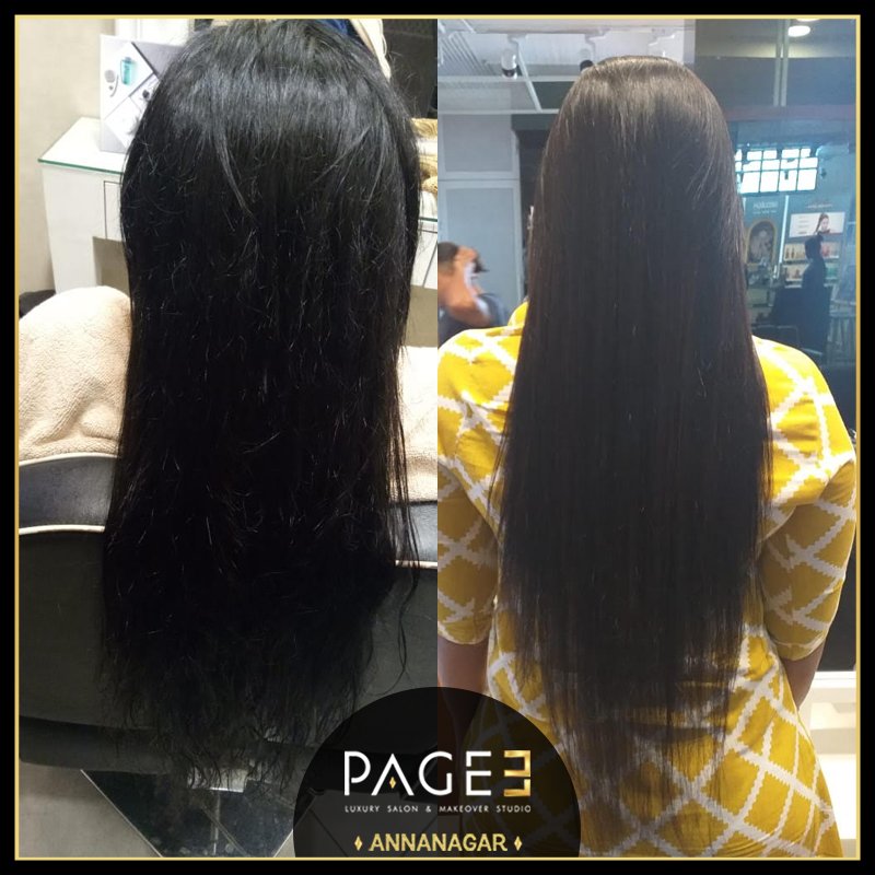 Page3Annanagar's tweet photo. A silky smooth option for ever ready hair with a healthy #keratintreatment .Keratin hair treatment by Pranita. 
Reach us @ +91-72008 09809 to book appointments. #page3salon #kerastase #skeyndor #loreal #opinailpaint #luxurysalon #annanagar #bestsalon #stylecut #creativecolour https://t.co/ZKhXZyOQJp