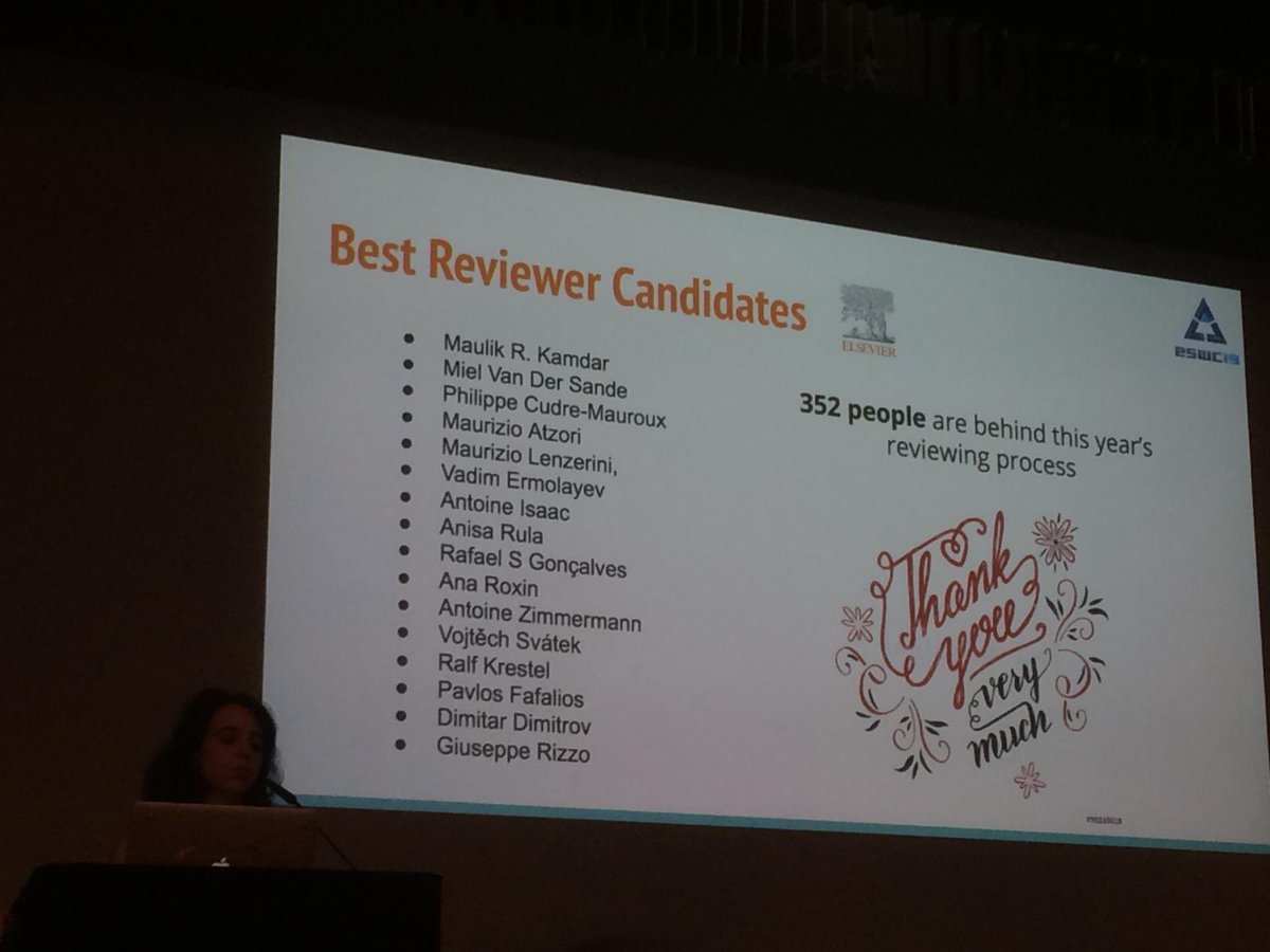 trovdimi's tweet image. Happy to hear that I got nominated for best reviewer award at #eswc2019 ☺️. @matzlo thanks for the picture 😜!