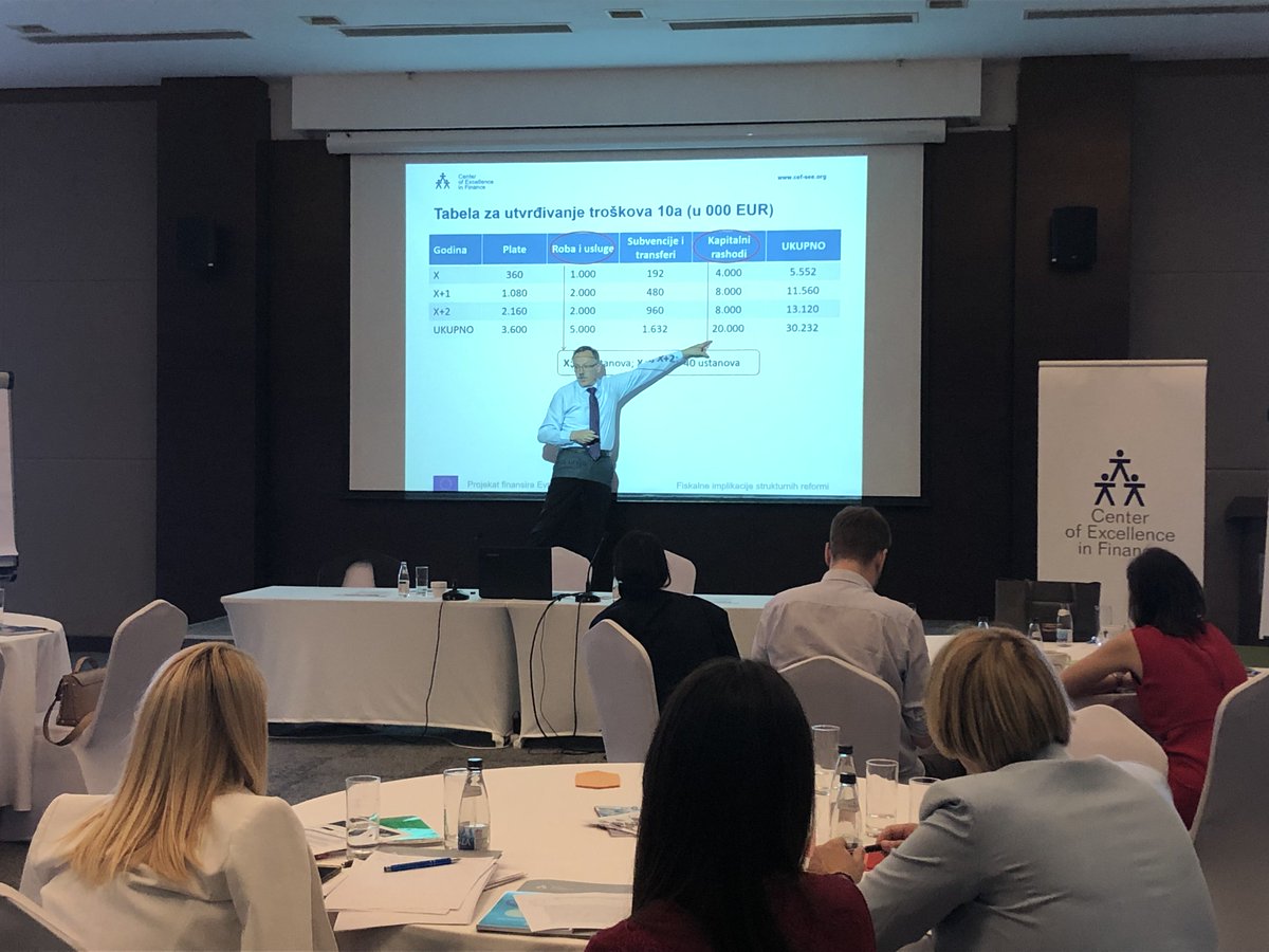 CEF_Ljubljana's tweet photo. Prof. Mojmir Mrak: ''To adequately cost structural reforms from #ERP, first they need to be well defined''. @CEF_Ljubljana in #Montenegro for #fisr #lineministries https://t.co/QPbJAH8vkp