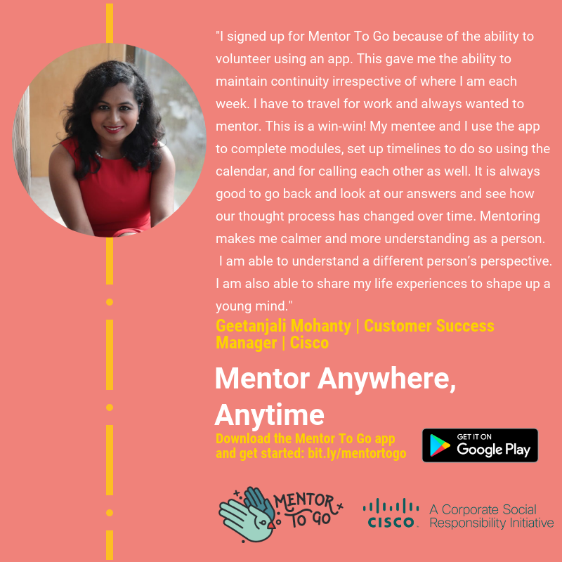 mentortogether's tweet photo. Over 2000 #mentors and #mentees have downloaded the #MentorToGo app, and 350 pairs have already experienced the unique #mobilementoring experience. 
@CiscoCSR @cisco_in @anuragcisco @rohinikamath https://t.co/eSdtzm1qj0