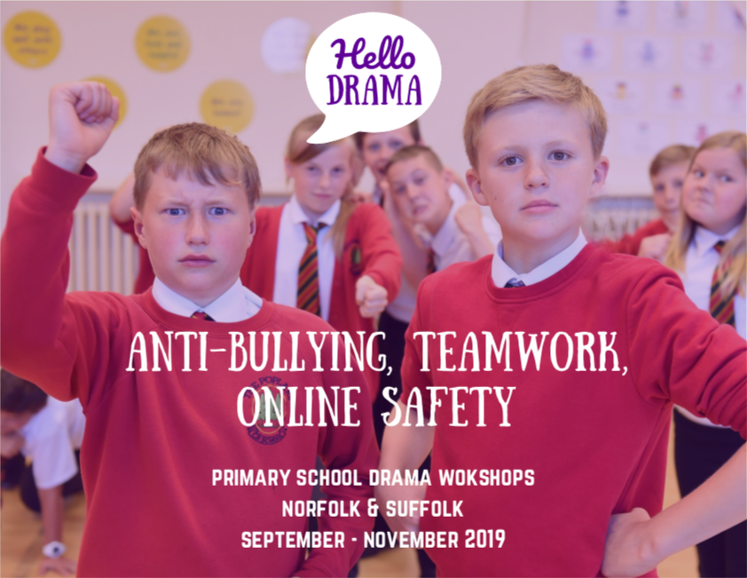 11 - 15 November 2019 - Anti-Bullying Week (3 workshops for £250)

Check out our Anti-Bullying, Teamwork and Online Safety drama workshops happening throughout the Autumn Term in Norfolk and Suffolk primary schools!

More info: hellodrama.co.uk/ukworkshops

#antibullying #stopbullying