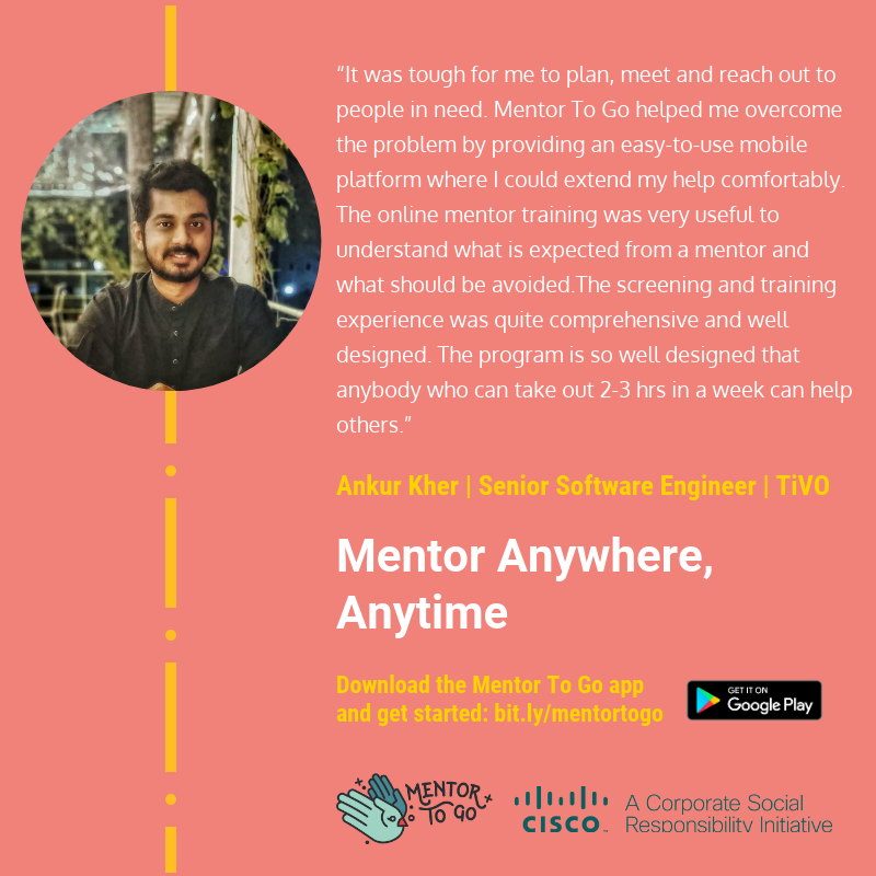 mentortogether's tweet photo. Over 2000 #mentors and #mentees have downloaded the #MentorToGo app, and 350 pairs have already experienced the unique #mobilementoring experience. 
@CiscoCSR @cisco_in @anuragcisco @rohinikamath https://t.co/eSdtzm1qj0