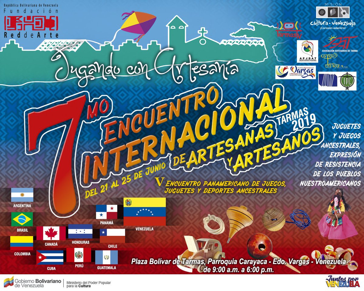 #VenezuelaPazYSoberanía Te invitamos a partir de este 21 hasta el 25 de Junio a uno de nuestros eventos más importantes La Feria Artesanal Internacional de Tarma en el Estado Vargas, más de 11 países y nos traerán su cultura mediante las piezas más imponentes de cada población.