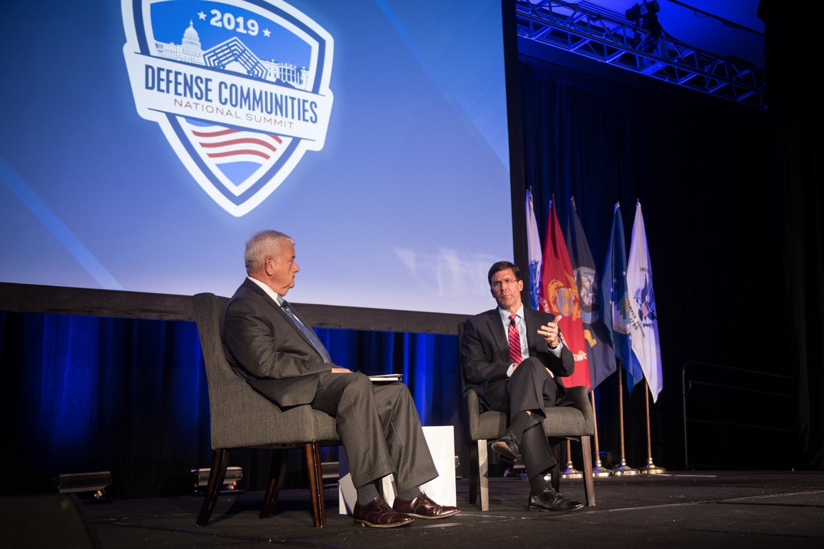 SecArmy's tweet photo. Thank you @defensecomm for the great discussion at the 2019 Defense Communities National Summit yesterday. Partnerships with our defense communities, industry leaders & military installations support our #ArmyVision and keep us moving forward. #ADCSummit19 https://t.co/eXiXFdKkOY