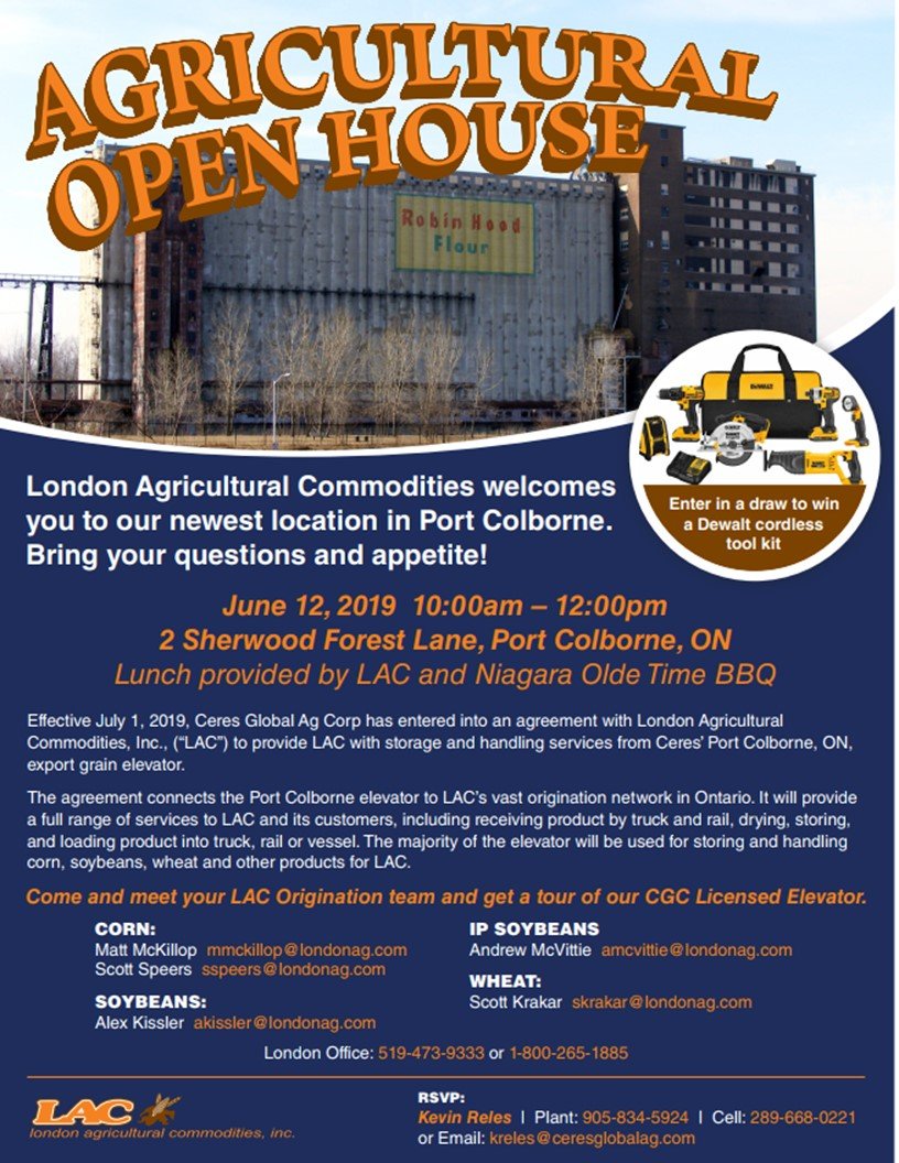 Come join LAC for a BBQ tomorrow in Port Colborne. See the new opportunities for marketing your crop!