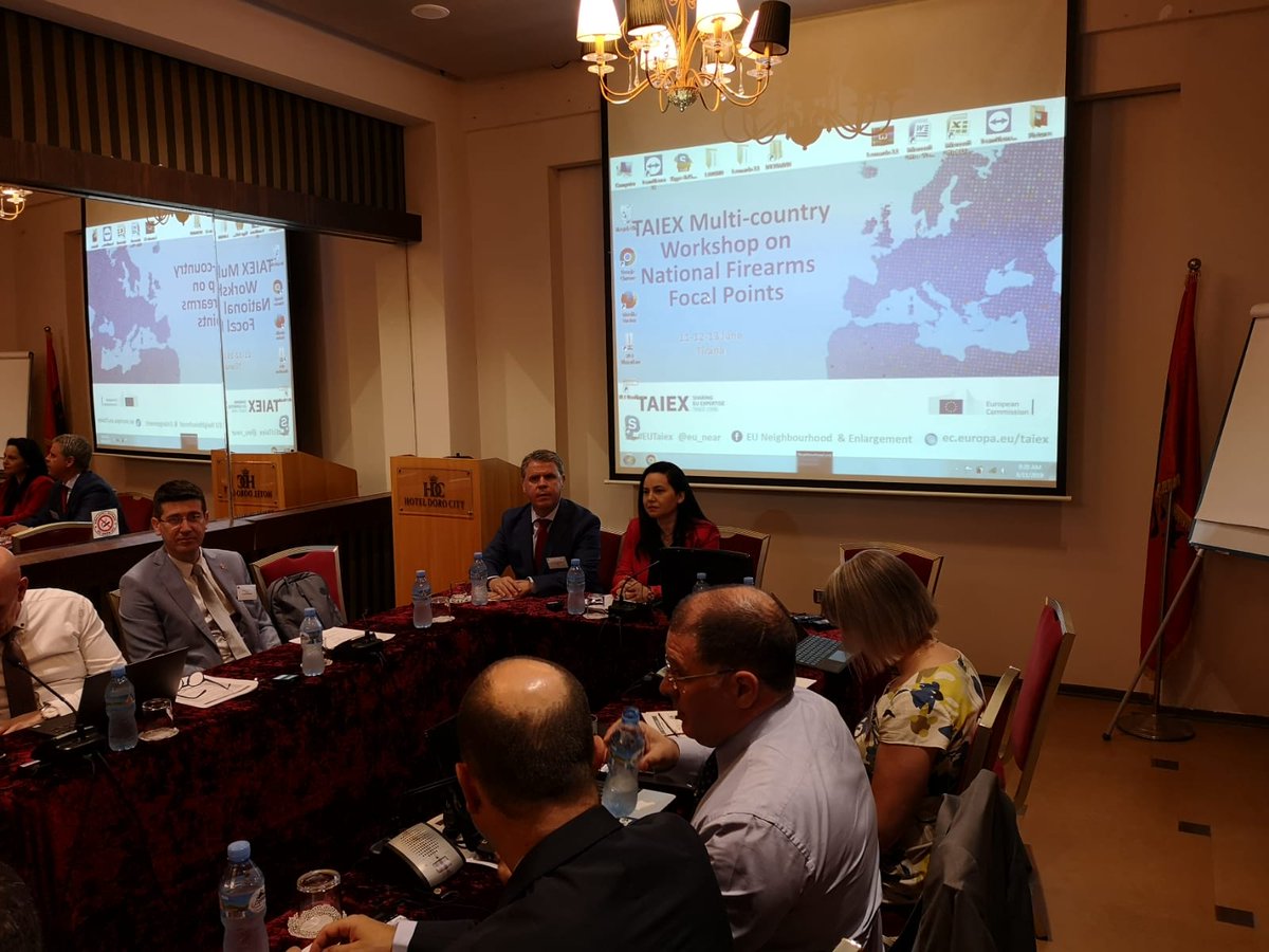 VctorGarCu's tweet photo. Thanks to @rovenavoda  &amp; @jromeromorgaz for opening the event¡ 3 highly interested days ahead for combating the #Firearms through the #NFFP with many partners @EUHomeAffairs @guardiacivil @PoliciaeShtetit @PuneteBrendshme @UNDP_SEESAC #IPA2017 @NABIS_UK @Europol @interiorgob https://t.co/qPD3rOhOj2