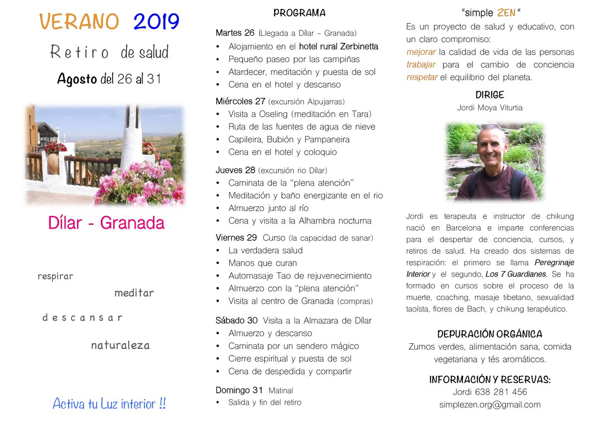 HotelZerbinetta's tweet photo. Os animamos a leer el cartel, elaborado por nuestro amigo Jordi Viturtia, relativo al próximo encuentro en nuestro hotel de clases y actividades relacionadas al  Turismo de Salud. Toda aquella persona interesada, no dude en contactar con nosotros. https://t.co/Muiw7eEoTy