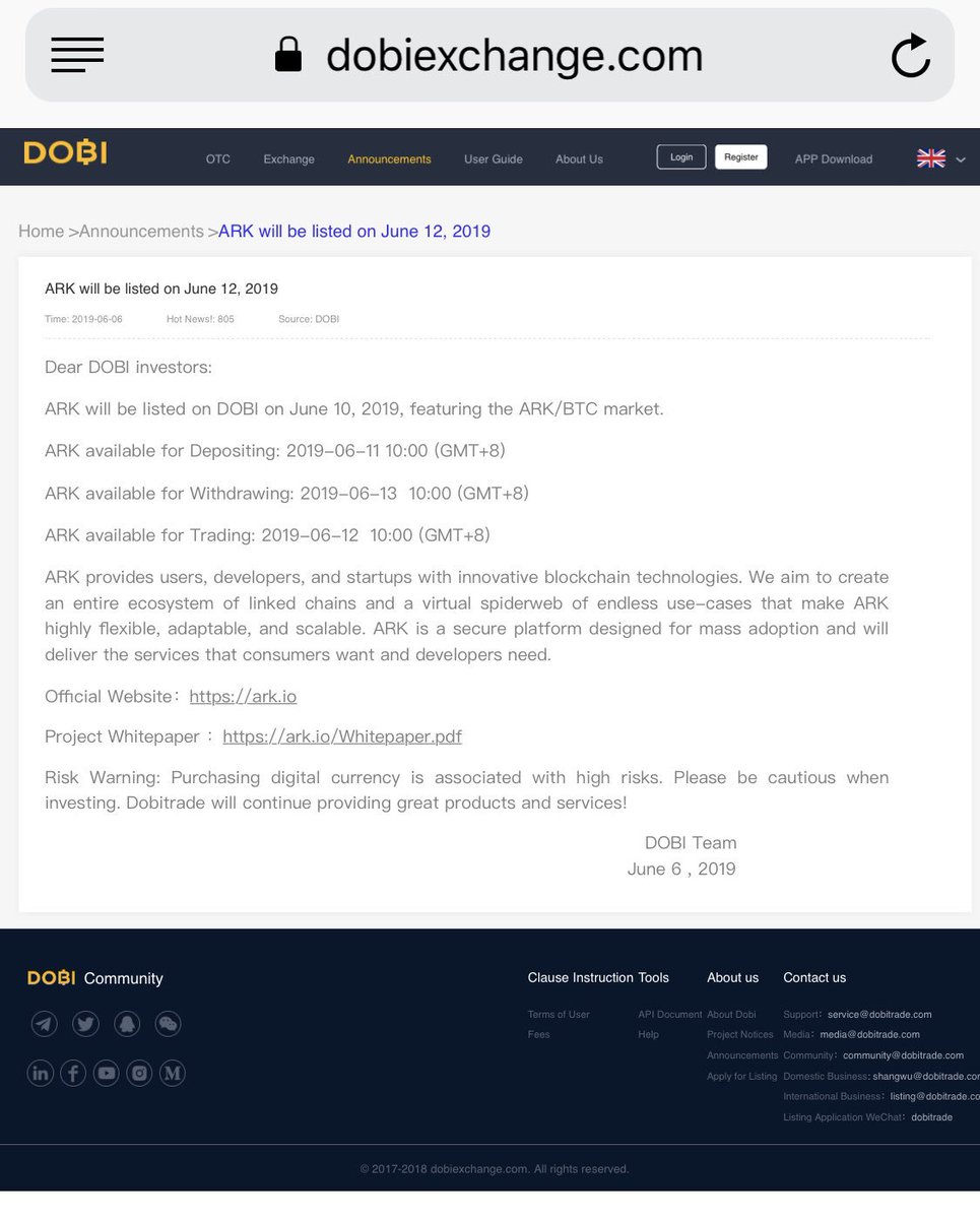 donatetoastrang's tweet image. Tomorrow trading for $ark will start on #dobiexchange 🚀🚀

New listings are always fun 📈 although it might be temporary. Going for some nice gains 💸

#ark #arkecosystem $ark