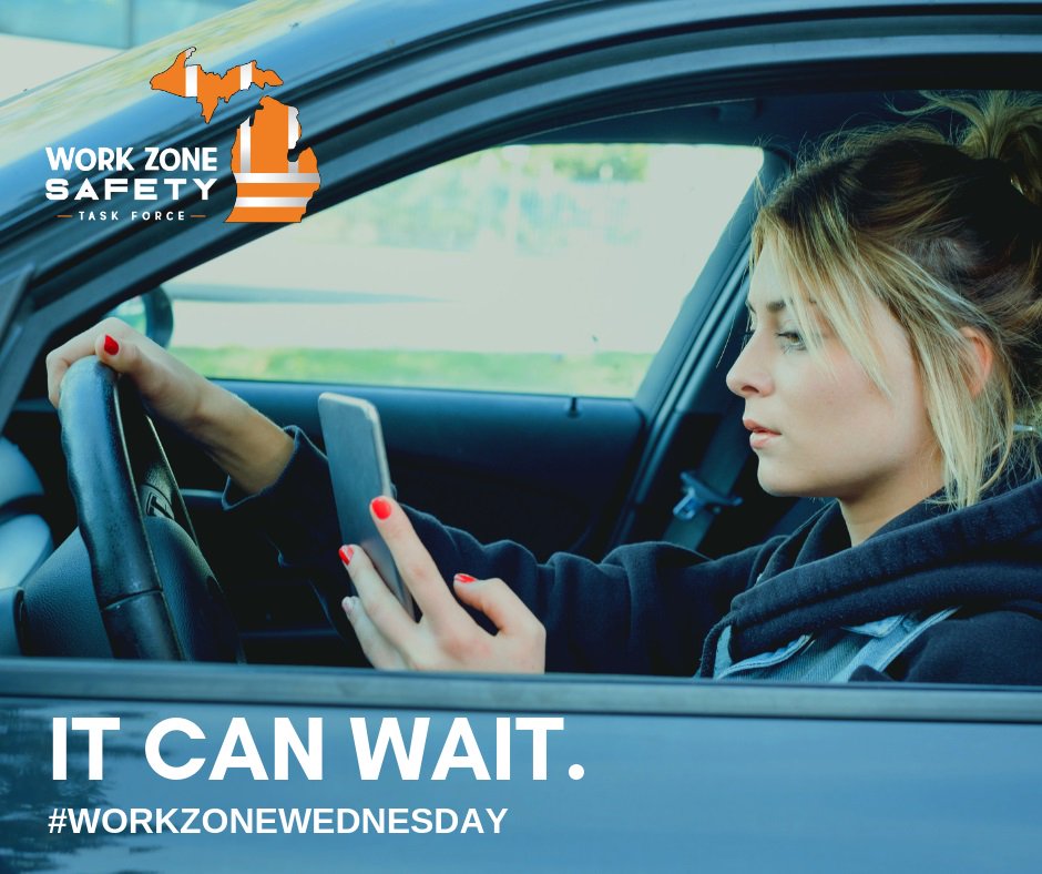 MDOT_A2's tweet photo. Congrats to all of the grads! Here's some wise life advice.  

Don’t throw your future away with a text - it can wait. Work zones need your undivided attention. 

#NoDistractions #WorkZoneSafety #DriveSmart #ItCanWait #WorkZoneWednesday https://t.co/pVULFivRnO