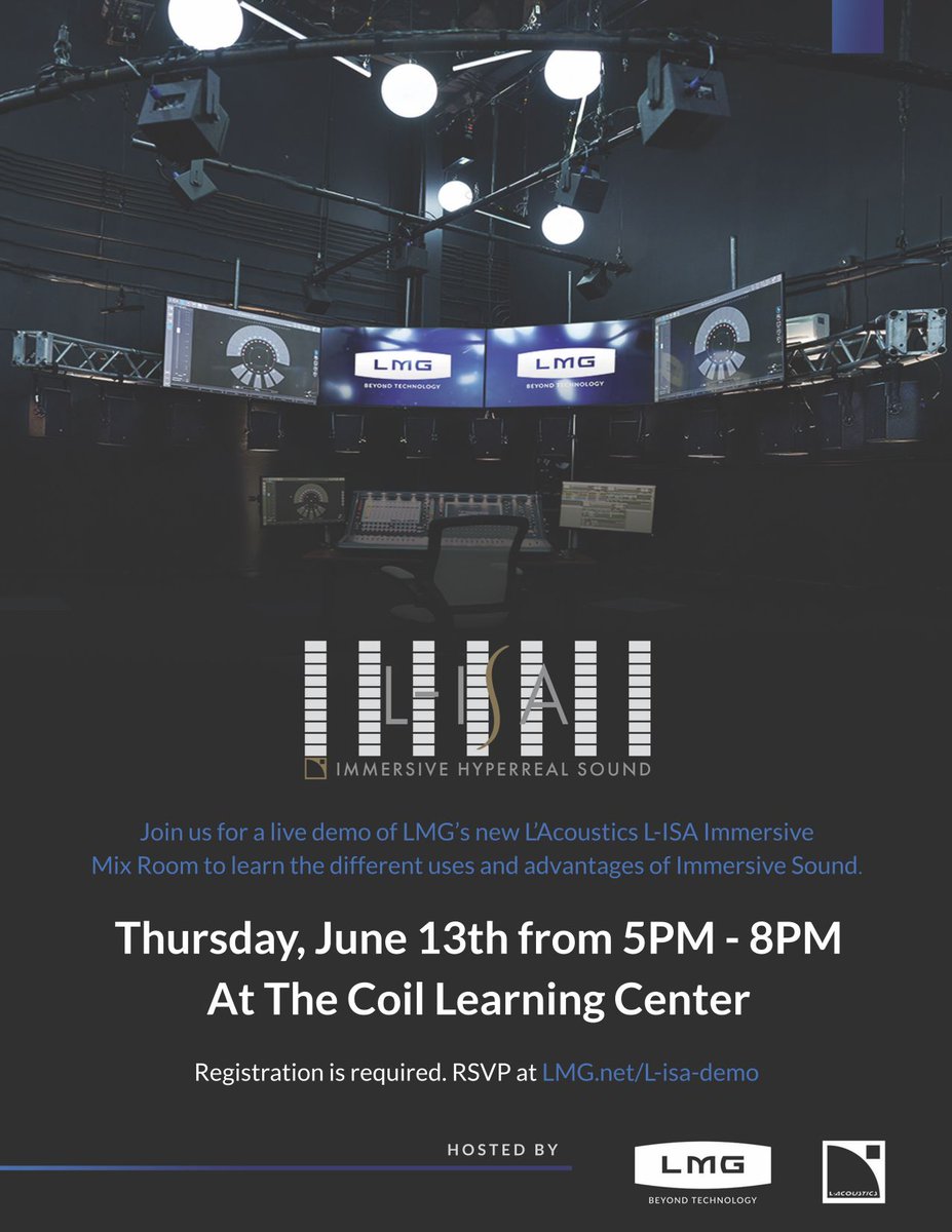 Shanetsmith's tweet photo. I hope to see you this Thursday @CoiLLearning to experience some amazing immersive technology!
#beyondtechnology #TheLab #orlando #proaudio #audioengineer #immersive #LISAimmersive #infocomm #infocomm2019 #hyperreal https://t.co/ENL2TeakOL