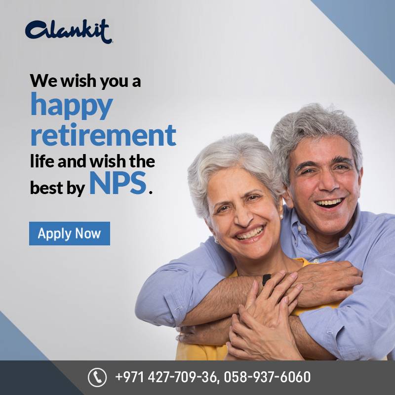 AlankitUAE's tweet photo. We only wish the best for you and so need to make sure you are doing great after retirement too. Register for NPS today.
Know more @ https://t.co/ImfTE3KvVK
#Alankit #nps #alankitnps https://t.co/5CzlJUHpYb