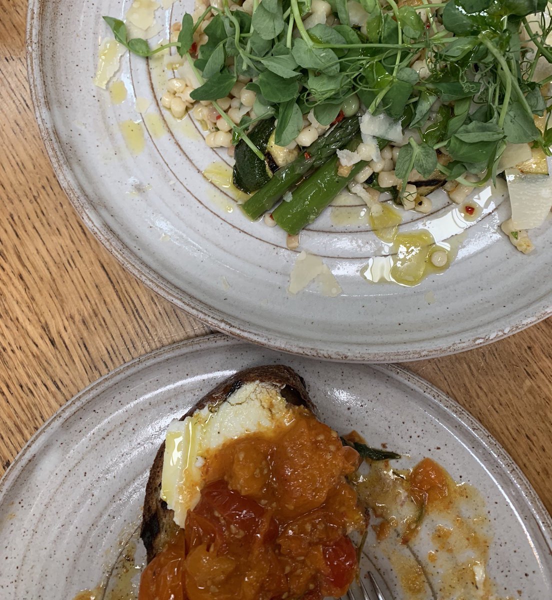 All very happy with our working lunch <a href="/MarketHouseAlty/">Market House*</a> <a href="/LittleWindowAlt/">Little Window</a> Fregola Salad and Tomatoes on Toast...amazing!