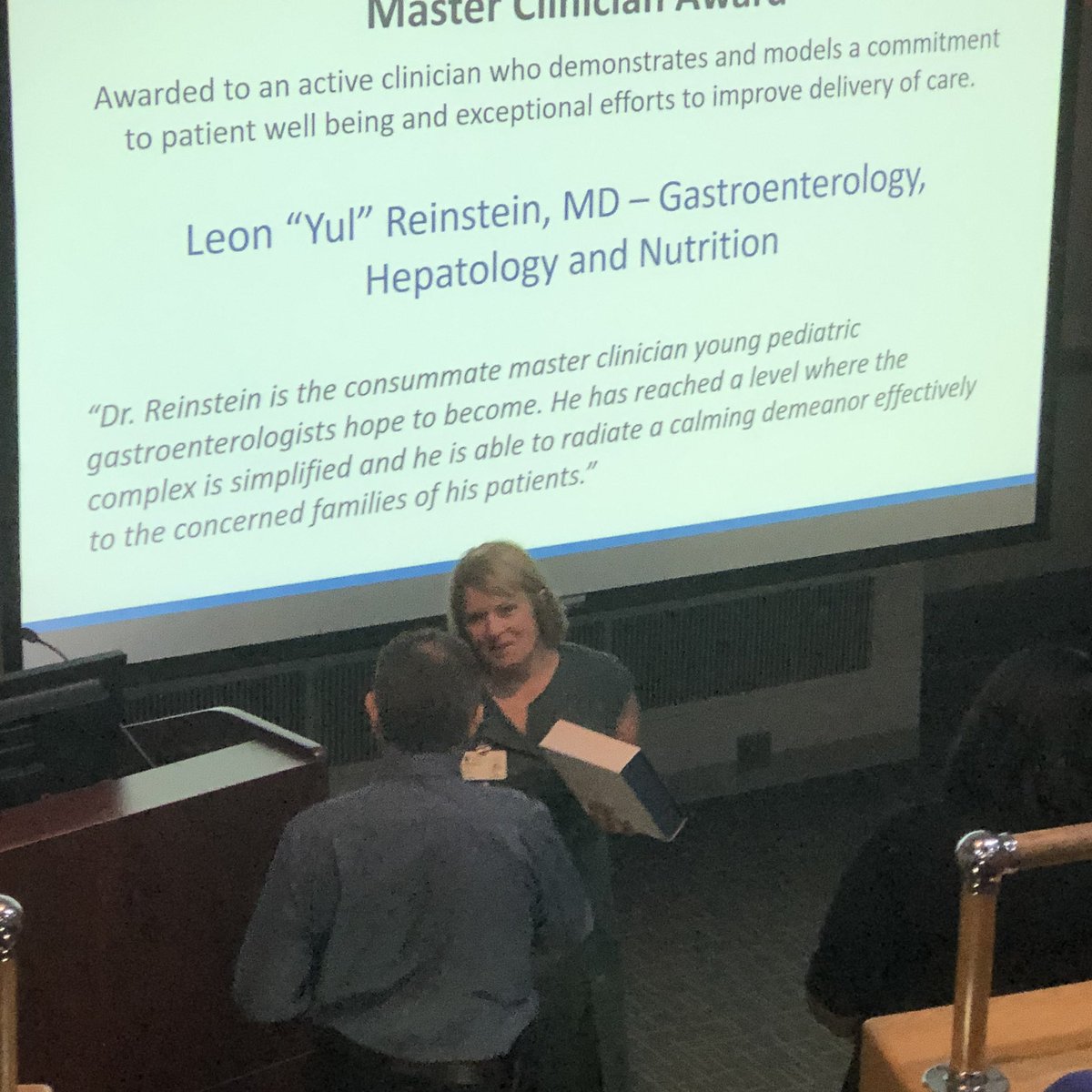 DukePedsGI's tweet photo. Congrats to Dr. Yul Reinstein on his receiving the 2019 Master Clinician award! https://t.co/Kvf7Gb8tlF