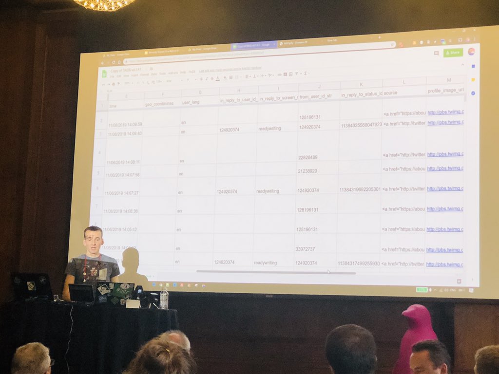 daniellynds's tweet image. Pretty great intro to his first ever keynote, @mhawksey talking #TAGSexplorer and how the data we share is public and easily searchable/usable by anyone on the web