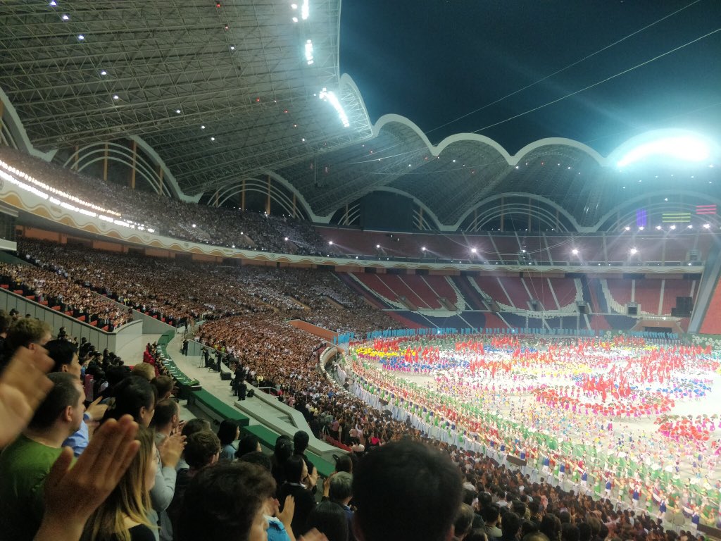 drgrzelczyk's tweet photo. Unsettling trip to North Korea: sitting a few meters from Kim Jong Un at the Mass Games, seeing the DMZ from the other side, looking over the Yalu river to China. https://t.co/73WCWzBXkd