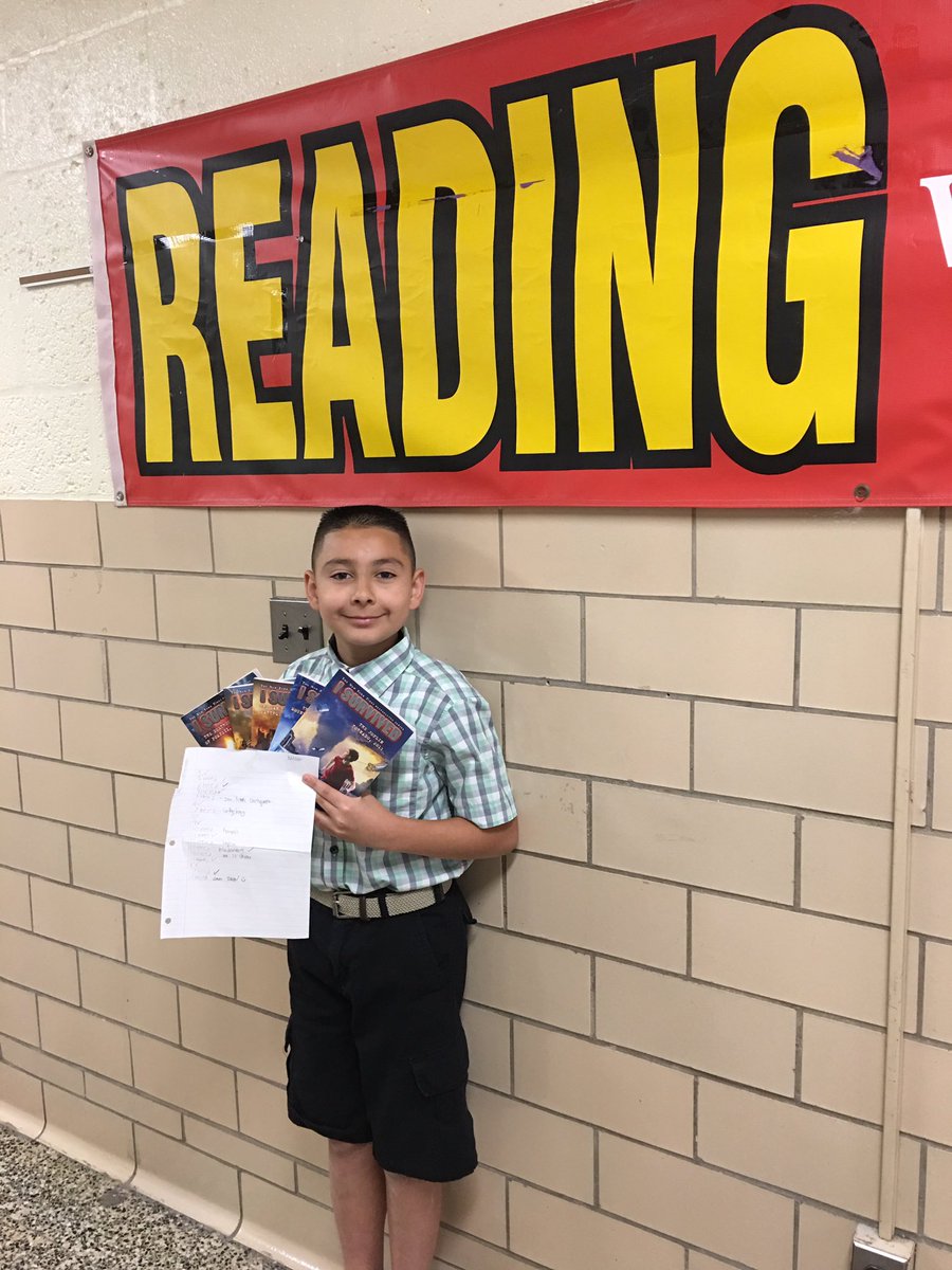 read2kidz1's tweet photo. At the beginning of the year, his goal was to read all of the I Survived books. I couldnโt let this guy leave 5th grade without achieving his goal. He is now the proud owner of all 18 books. #listcomplete https://t.co/SZKmXBjo0L