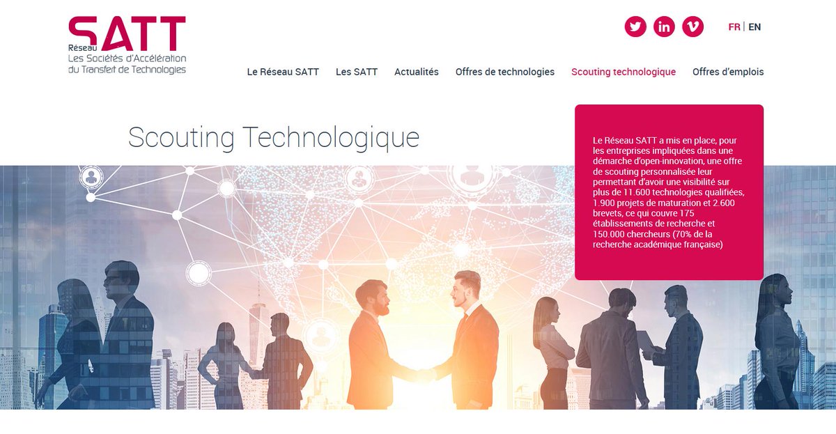 🔔 NOUVEAU : Découvrez l'offre de scouting technologique <a href="/ReseauSATT/">Réseau SATT</a> ! 🔔

Le <a href="/ReseauSATT/">Réseau SATT</a> a mis en place, une offre de #scouting technologique personnalisée
pour les entreprises impliquées dans une démarche d’ #OpenInnovation 💡

satt.fr/lancement-offr…
