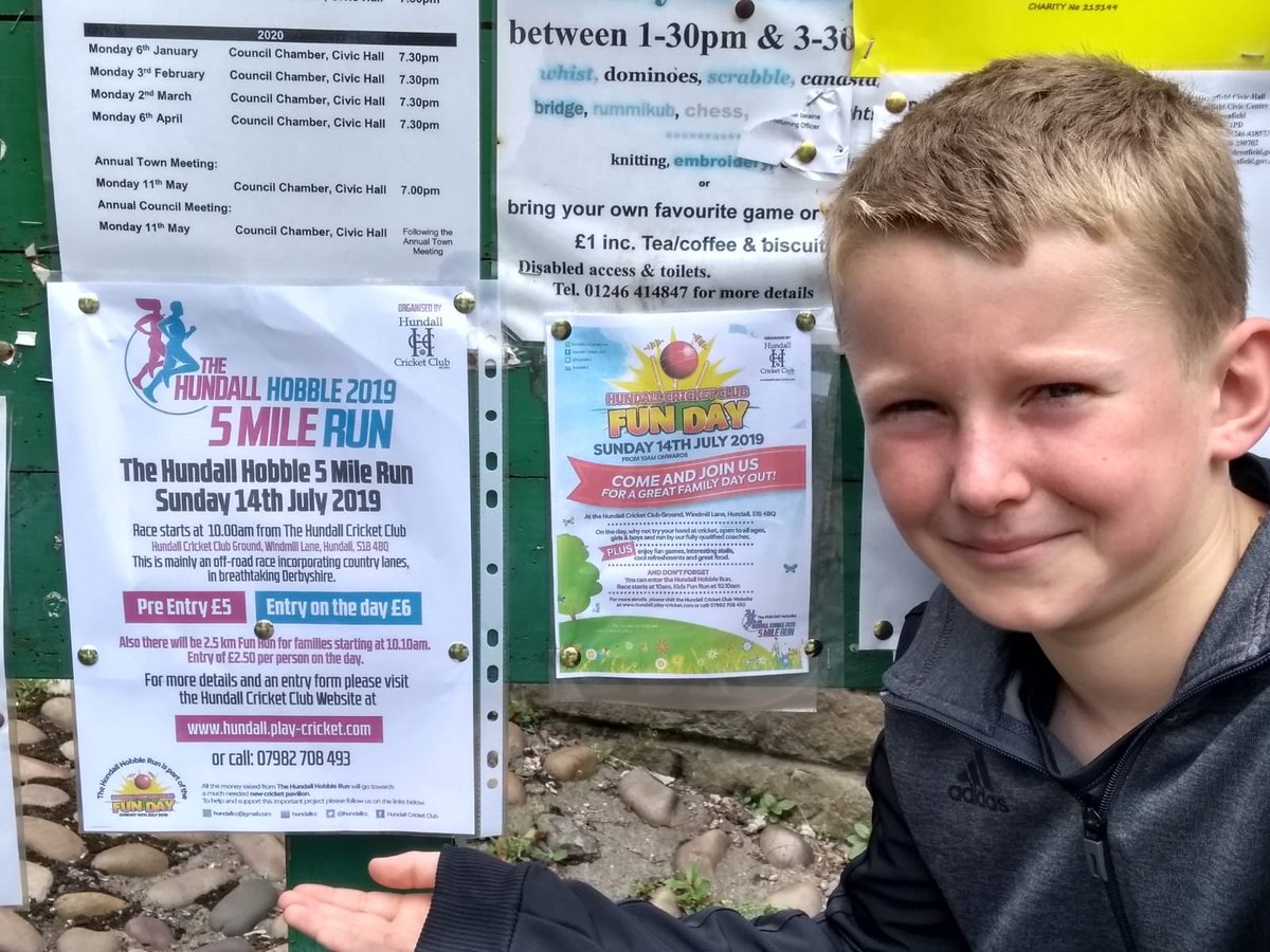 HundallCC's tweet photo. Josh from our U11s has been out with his granddad Ian putting up posters for our Fun Day &amp; Hundall Hobble. Have you seen them? Why not take a leaf out of their book and put some up yourselves? https://t.co/G1EWy0dNmy