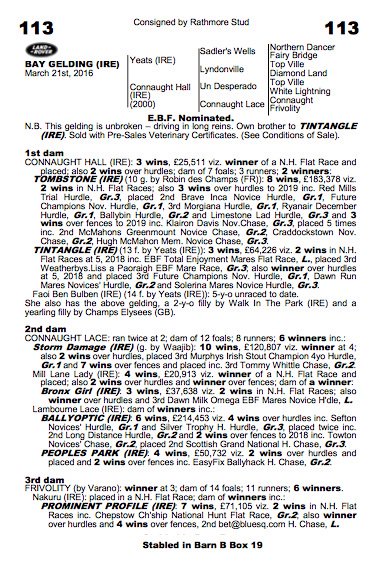 ⭐️NEW TOP LOT at <a href="/Goffs1866/">Goffs</a> Land Rover Sale!

Lot 113, 3YO g. by Yeats (<a href="/coolmorestud/">Coolmore</a> NH) is secured by Martin Brassil for €185,000 from Rathmore Stud.

He's a half-brother to Gr.3 winner &amp; Gr.1 placed TOMBSTONE &amp; full-brother to LR winner &amp; Gr.1 placed TINTANGLE #readallaboutit