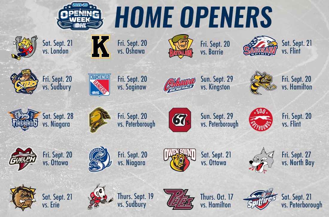 Save these home opener dates 🗓

Only 💯 days to #OHLOpeningWeek!

MORE 📰: bit.ly/2I8Ubhe
