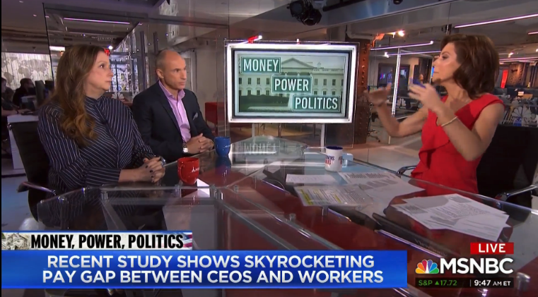 JustCapital's tweet photo. “There's a myth that when you pay your workers more money that it’s coming out of shareholders pockets--and we’ve found that’s not the case.” See some of that research here:  https://t.co/96AYztAft8 @MWhittaker_ @abigaildisney @SRuhle #JUSTAlpha #JUSTETF https://t.co/ioZONvkAav