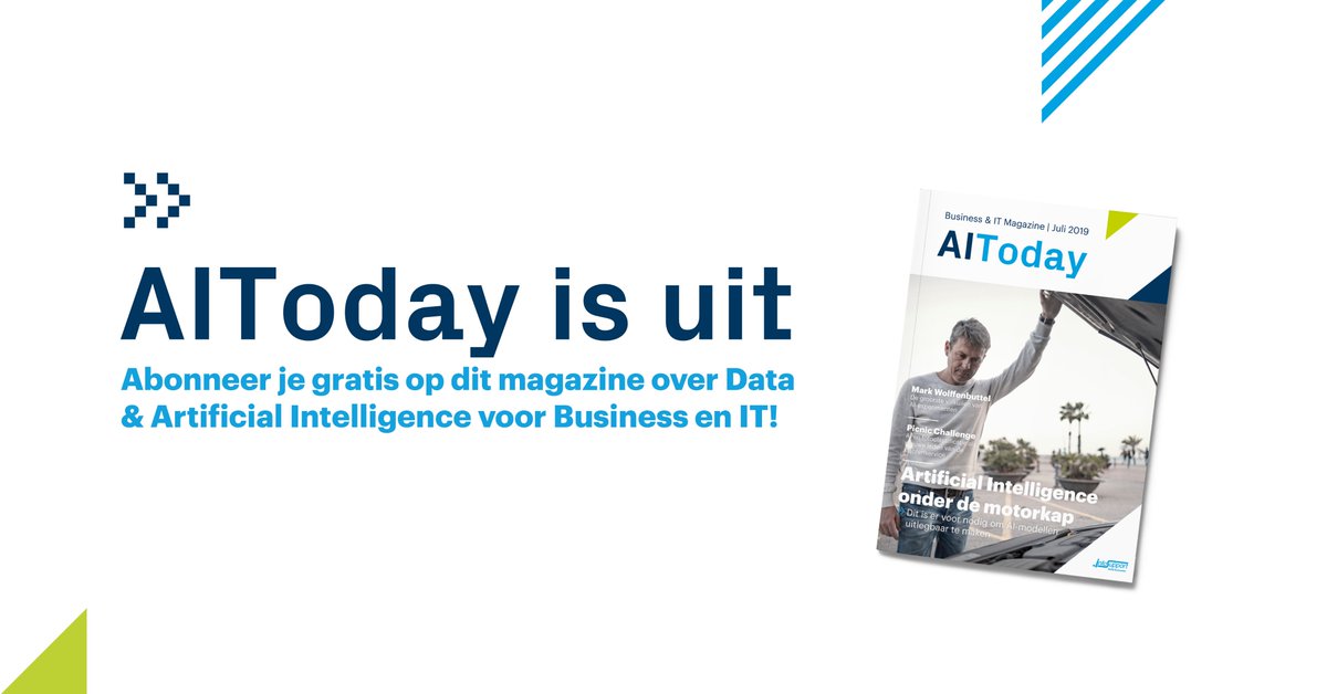 InfoSupportBV's tweet photo. De eerste editie van AIToday is uit. Iedere twee maanden brengt onze Data &amp; Artificial Intelligence-community dit gratis magazine over Data en AI uit voor Business &amp; IT. Abonneer je nu. #artificialintelligence #magazine #machinelearning #aituesday #gratis https://t.co/MIuOYwXkpj https://t.co/gztdn2avma