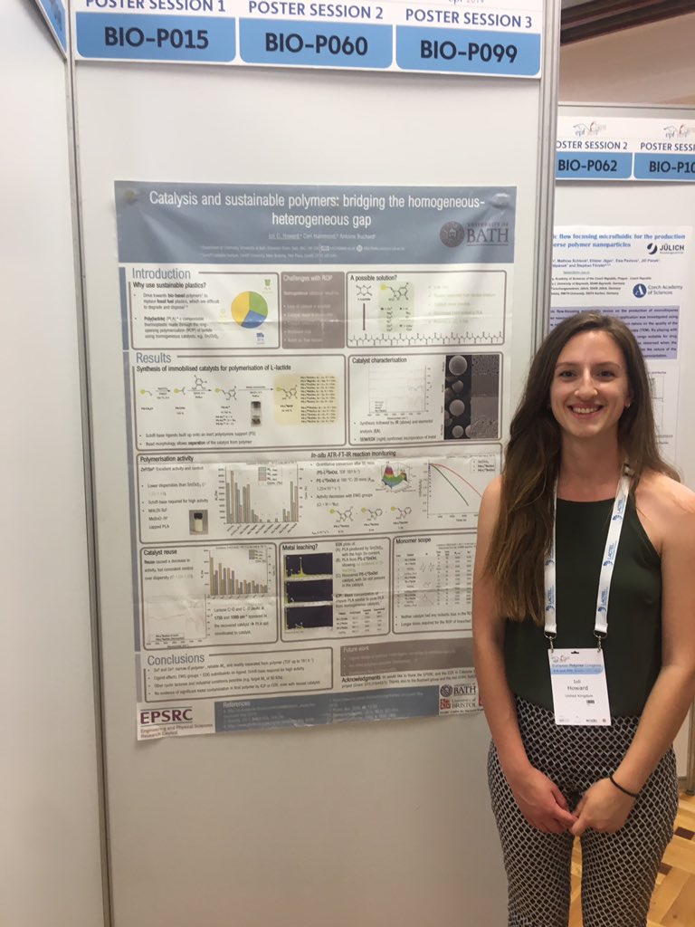 antoinebuchard's tweet photo. Our very own Ioli Howard and Strachan McCormick are in Crete for @EPF2019, to present their sustainable polymer work. Check out their posters! #epf2019 @csctbath @BathChem @CatalysisCDT https://t.co/dJZRVnhPTU