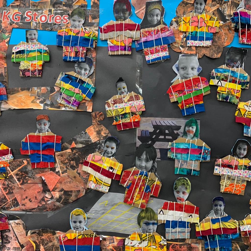 KG_Sydenham's tweet photo. #Amber class have been working hard on their #TakeOneArtist project. They weaved t-shirts from material and placed them on a background collage of photos in the shape of the playground to remember their time in year one.
#Artists
#Creative
#Learners https://t.co/wtedmFM1wV