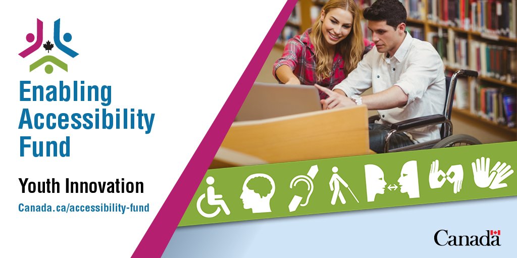 AccessibleGC's tweet photo. Hey young Canadians 📢! Through the Enabling Accessibility Fund, the #GoC is looking for youth leaders who want to get involved in their community to help build a more #Accessible 🇨🇦. Apply by October 31, 2019! 💻 https://t.co/WawF9jQIFF https://t.co/Pybe32ATlc
