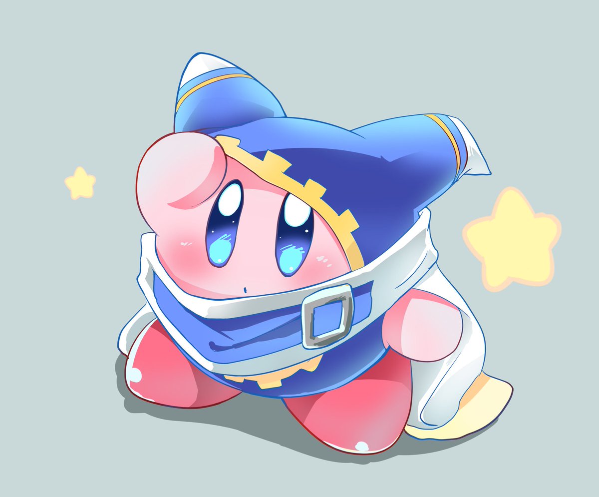 kirby no humans blue eyes star (symbol) simple background solo blush cosplay  illustration images