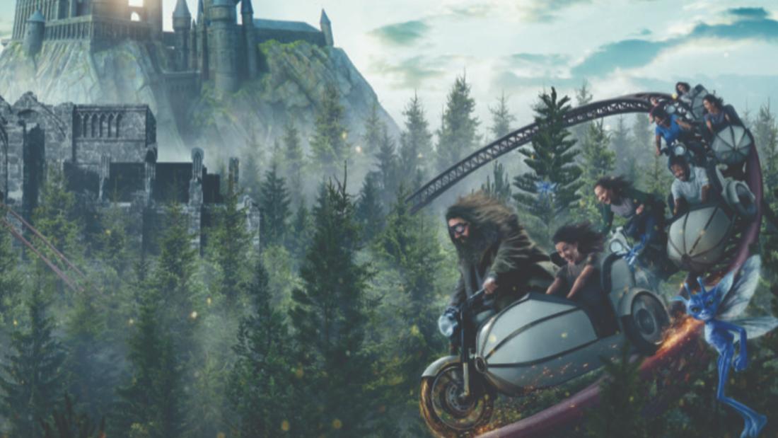 CNN's tweet photo. The Wizarding World of Harry Potter will soon be home to a new ride that will take fans on a 50 mph immersive journey. Hagrid's Magical Creatures Motorbike Adventure, opening June 13, is set to be almost a mile long — the longest roller coaster in Florida. https://t.co/Mh188wzD2r https://t.co/93AknTiH61