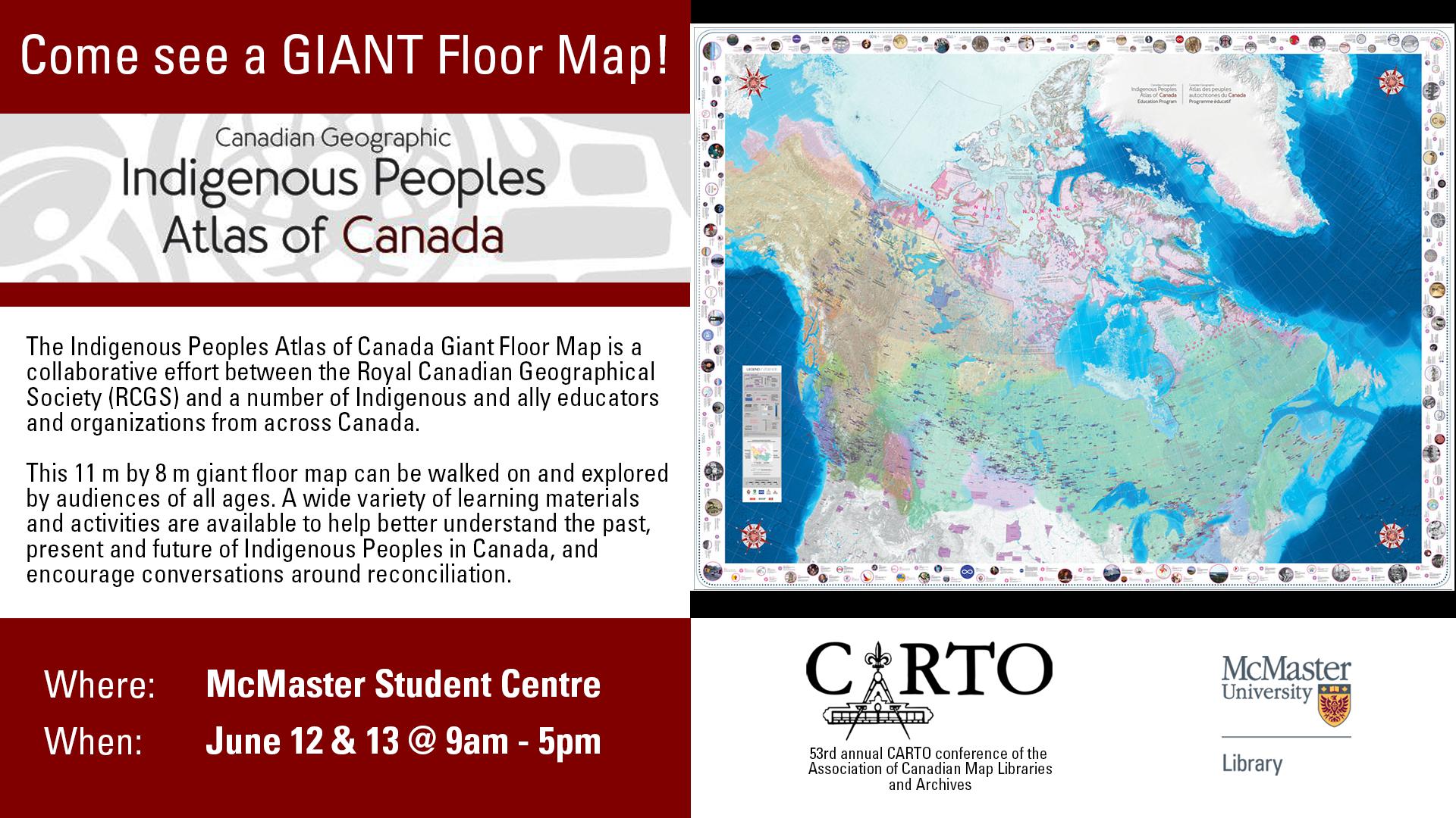 Indigenous Peoples Atlas Of Canada Map Mcmaster Libraries On Twitter: "As Part Of The #Carto2019 Conference Which  Is Currently Taking Place On Campus, Starting Tomorrow, We Invite You To  Visit The Indigenous Peoples Atlas Of Canada Giant Floor