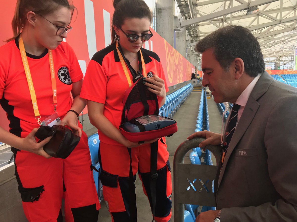FIFAMedical's tweet photo. The FIFA Venue Medical Officer at Lublin, Poland inspects the medical services prior to kick off. Checking the sideline medical teams, spectator services and ambulances. #U20WC #FIFAMedical https://t.co/DOKuuD0luP