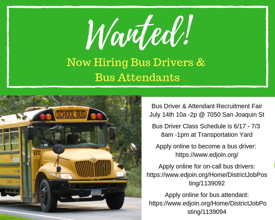 Sac City Unified is now looking for bus drivers and bus attendants! Click link to learn more: scusd.edu/post/scusd-see…
