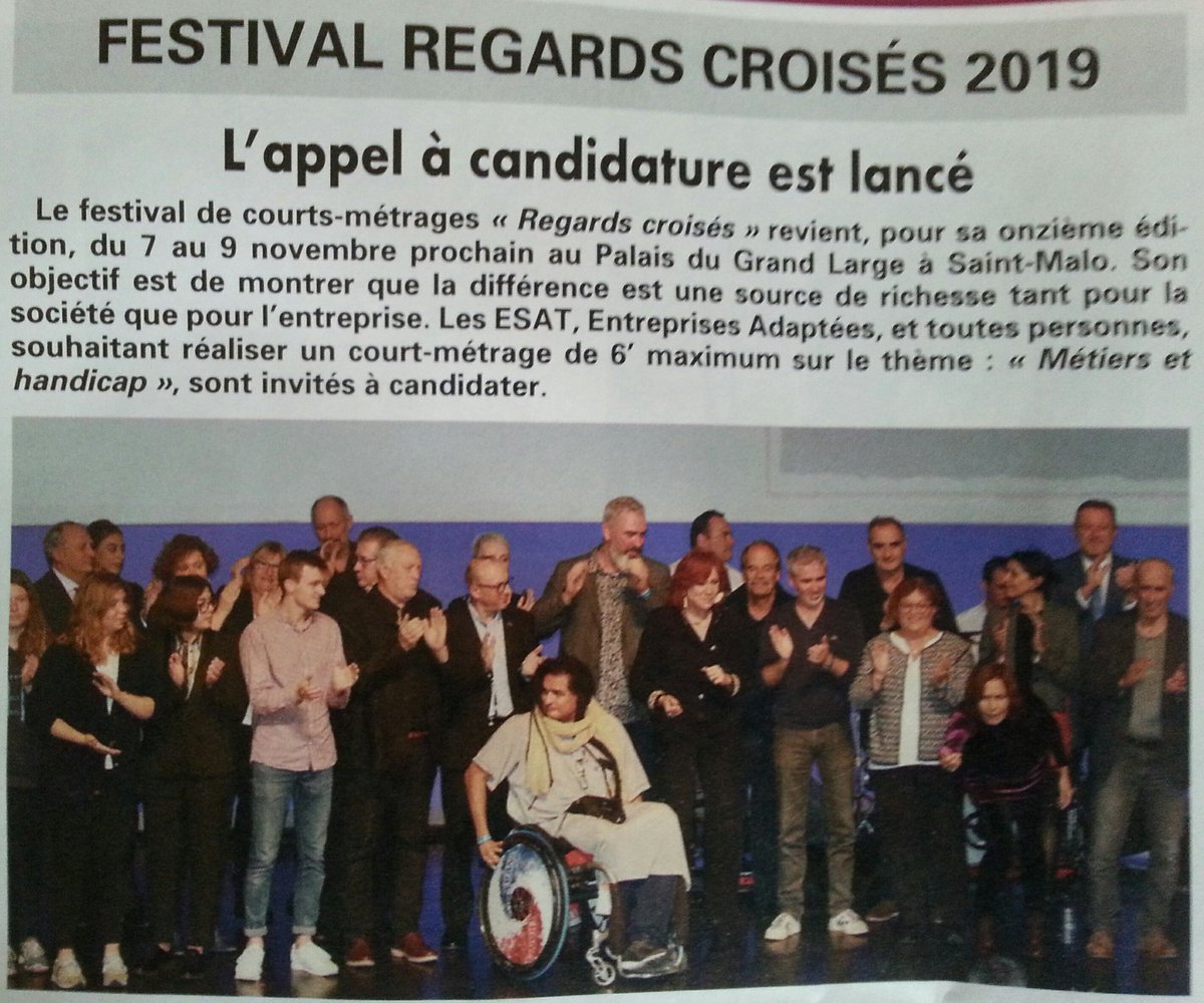 #AutreActu Festival Regards Croisés lancé À lire cette semaine dans Hebdomadaire 7 jours les petites affiches #Rennes #Handicap #inclusion <a href="/Lea_Guerin35/">Léa</a>
