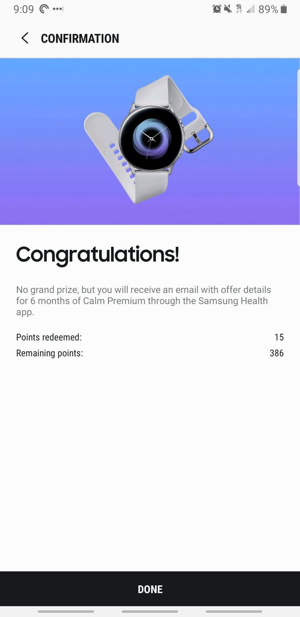 MrRivera's tweet photo. Today I played the samsung instant win game on my Note 9.  I thought i won the galaxy watch and what i won was some stupid service that no one wants.  The game is misleading its a wheal with winner on it 3 time.  Seems like a bate and switch. #samsungfail https://t.co/OXE9ScybhJ