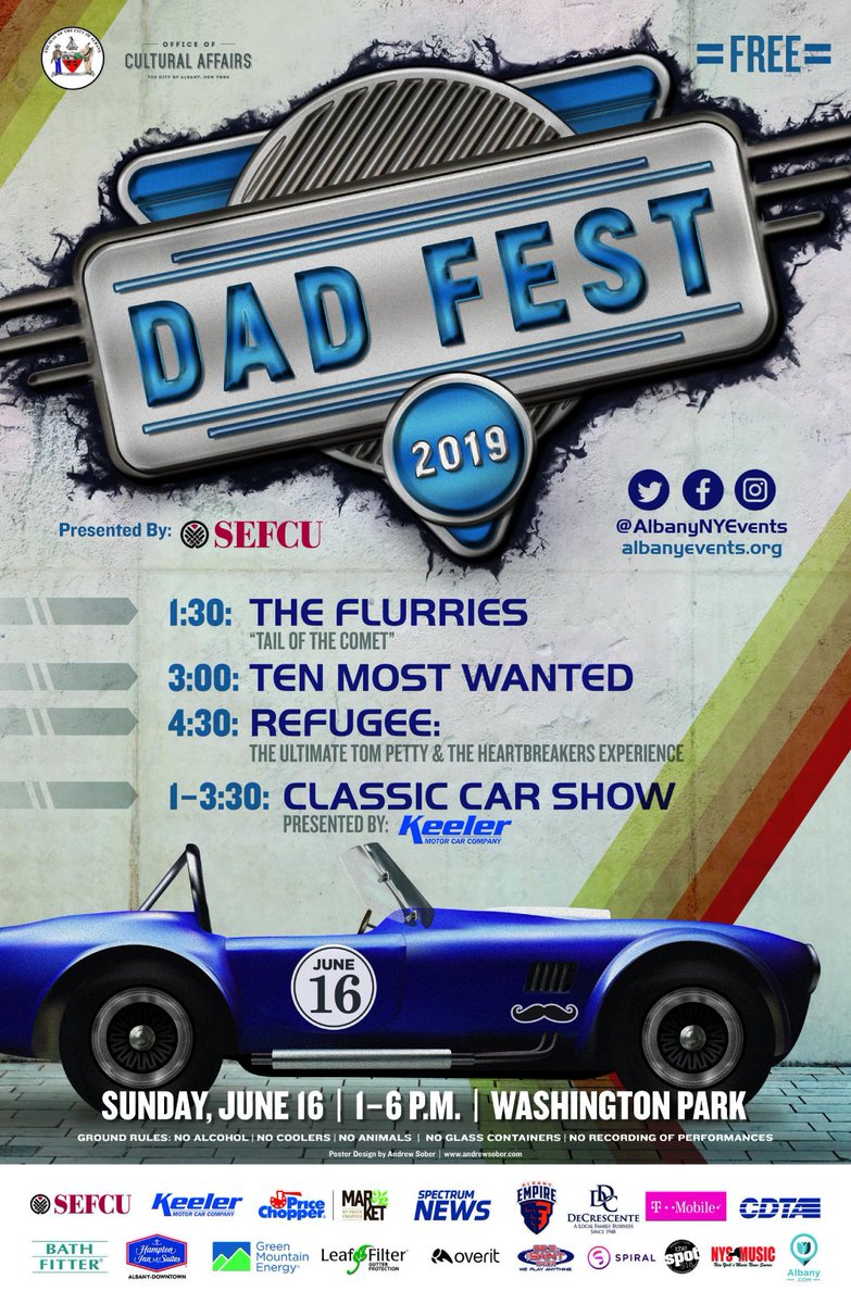 This Sunday a new Father's Day tradition Dad Fest presented by <a href="/SEFCU/">Broadview FCU</a> with a Classic Car Show presented by <a href="/KeelerMotorCar/">Keeler Motor Car Co.</a>, live music and free kids activities! Washington Park 1-6pm!  facebook.com/events/6685204…