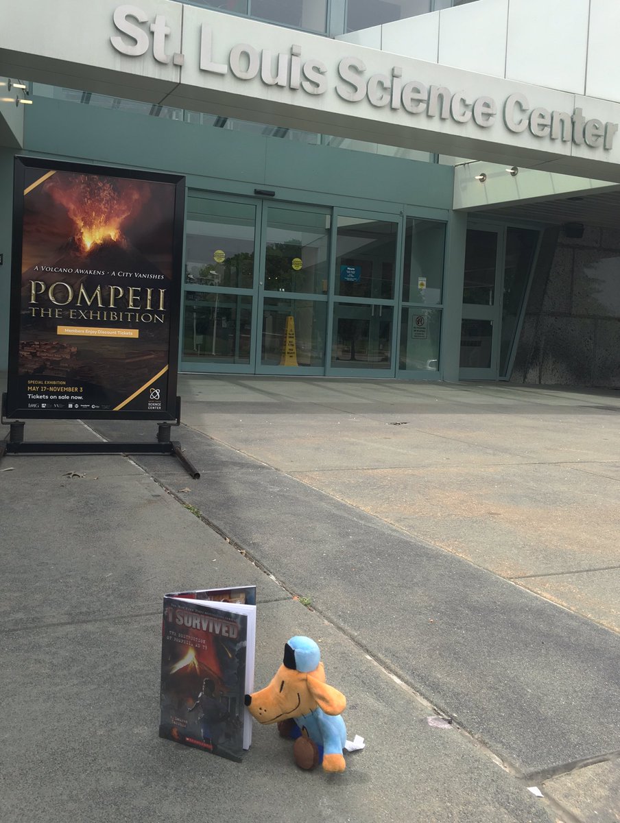 Dog Man visited the St. Louis Science Center to check out the Pompeii exhibit. He brought along the book “I Survived the Destruction of Pompeii” by Lauren Tarshis. The I Survived series includes many historical fiction books about disasters through the ages. #dogmansummerreading