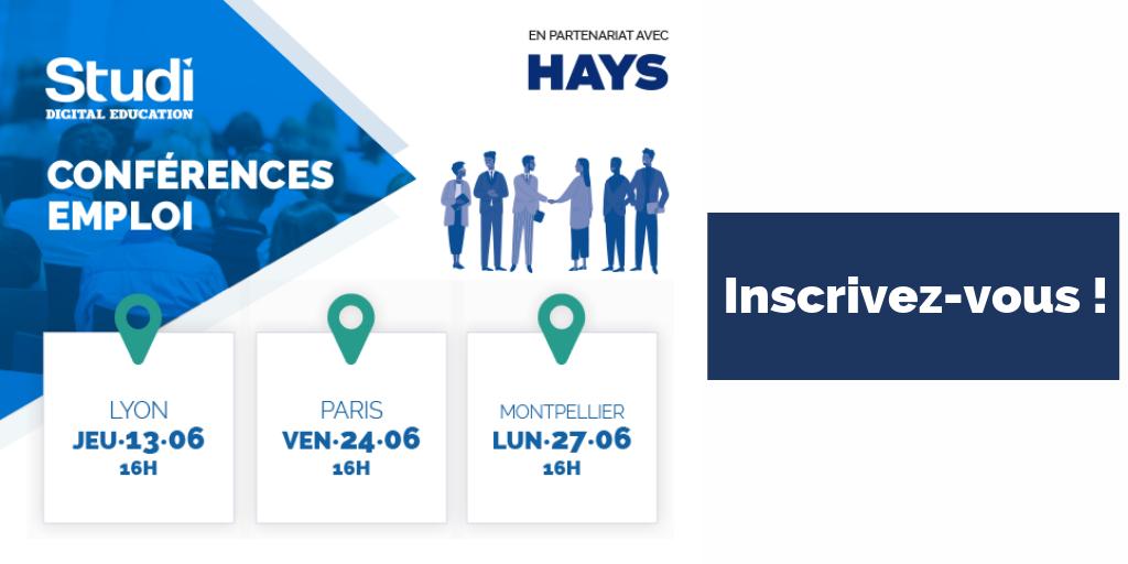 Save the date 🗓️
Nous proposons à nos apprenants 3 conférences #emploi, en partenariat avec notre partenaire <a href="/Hays_France/">Hays France</a>
✅N'hésitez pas à vous inscrire sur votre plateforme - rubrique "Campus" 
Nous vous attendons nombreux 😀
#recrutement #carrière #job