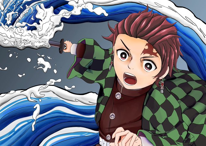 KATU@skeb停止中さんがTwitterに投稿した竈門炭治郎(鬼滅の刃)のイラスト。