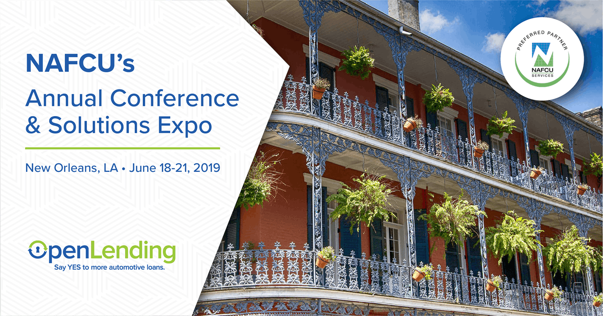openlending's tweet photo. Only one more week until members of the Open Lending team will be in New Orleans for the #NAFCUAnnual Conference & Solutions Expo!
#openlending #events #nafcu #preferredpartner #automotiveretail #autoloans #autoloan #lendpro #lendersprotection #yield #risk #lending https://t.co/OMaPCLvujo