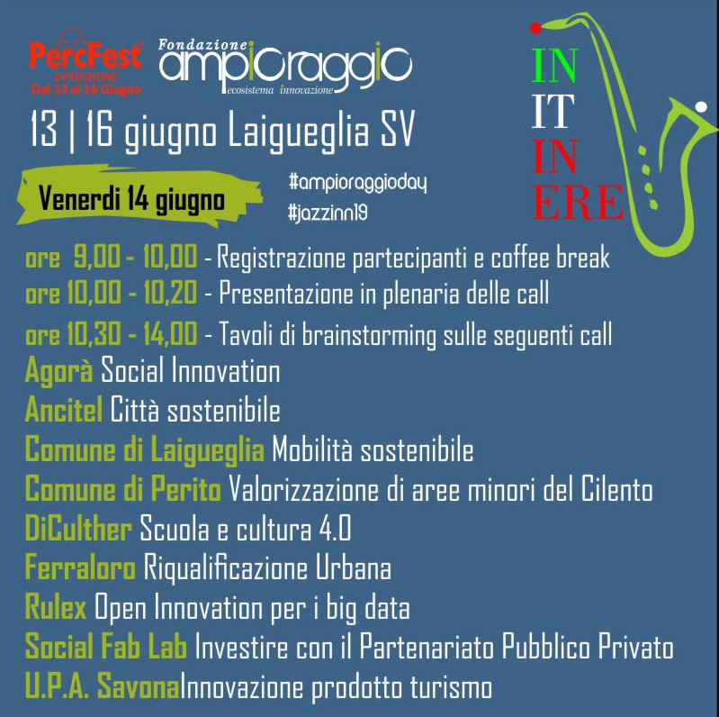 fondazione ampioraggio (@ampioraggio) on Twitter photo Dalla #socialinnovation ai #bigdata ecco le prime 9 #call di #jazzinn19 a #laigueglia #mobilita #iot #CulturalHeritage #scuola #Turismo #SmartCity <a href="/LiguriaNotizie/">Liguria Notizie</a> <a href="/edocalia/">edoardo (edo™) calia</a> <a href="/secolourbano/">Giacomo Biraghi</a> @Rulex_Analytics <a href="/startup_italia/">StartupItalia</a> <a href="/OpenInno/">Open Innovation</a> <a href="/genova24it/">Genova 24</a> <a href="/StampaSavona/">La Stampa Savona</a> <a href="/lvc_it/">Luca Canepa</a> @radiosmu Dalla #socialinnovation ai #bigdata ecco le prime 9 #call di #jazzinn19 a #laigueglia #mobilita #iot #CulturalHeritage #scuola #Turismo #SmartCity <a href="/LiguriaNotizie/">Liguria Notizie</a> <a href="/edocalia/">edoardo (edo™) calia</a> <a href="/secolourbano/">Giacomo Biraghi</a> @Rulex_Analytics <a href="/startup_italia/">StartupItalia</a> <a href="/OpenInno/">Open Innovation</a> <a href="/genova24it/">Genova 24</a> <a href="/StampaSavona/">La Stampa Savona</a> <a href="/lvc_it/">Luca Canepa</a> @radiosmu