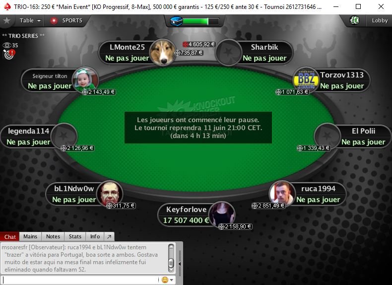 Ce soir 20H45 retrouvez avec <a href="/Yuestud/">Julien BRECARD</a> en direct sur la chaine Twitch <a href="/PokerStarsFR/">PokerStarsFR 🔞</a> pour la TF du Main Event des #TRIOseries !  Les jetons vont voler ! #SoirduneVie #JaimismonTeeShirtdePoker