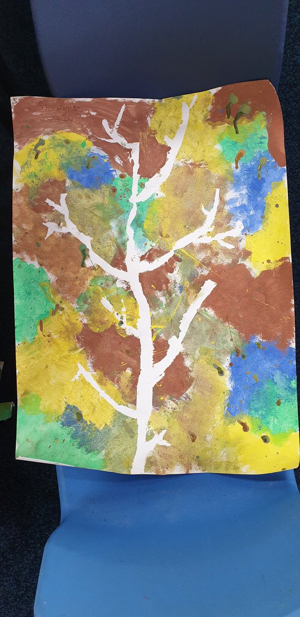 RDickinsonREMAT's tweet photo. To finish off, we peeled back our masking tape to reveal our tree shape beneath, which we will draw on in our next lesson to add more detail #year4blog @stsilasschool @RainbowEduMAT https://t.co/v3aYFF0DdC