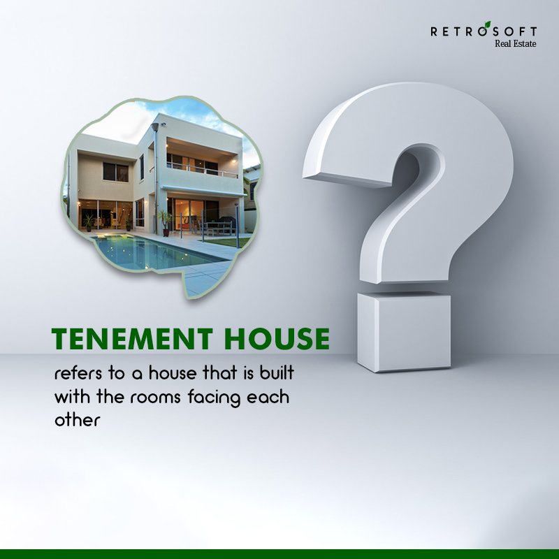 RetrosoftRE's tweet photo. It's Learn a Real Estate Term Tuesday... And we are learning what a Tenement House Means today. 
_
A Tenement House refers to a house that is built with the rooms facing each other. Popularly known as "Face me I face you". 
_
#retrosoftre #retrosoft #realestate #realtors #tuesday https://t.co/iJuSGZ3xoX