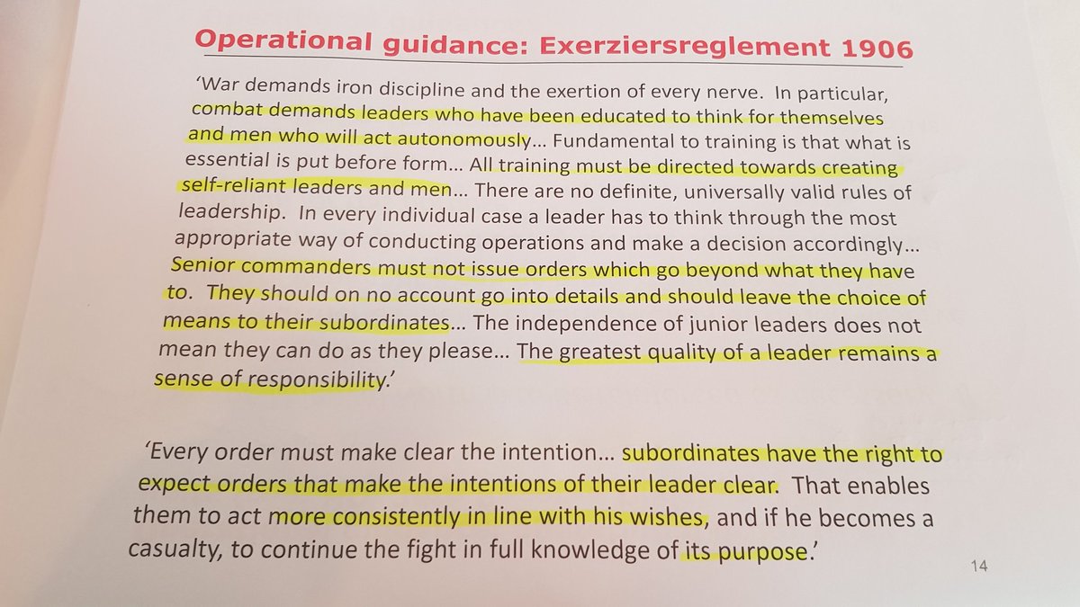 Reb_Wallis's tweet photo. Fascinating session from Dr Stephen Bungay on Battle of the Somme & lessons to be learnt for organisational culture & leadership ... extract from German Army operating manuals remains very relevant #setthedirection #letleaderslead https://t.co/31QK5As24L