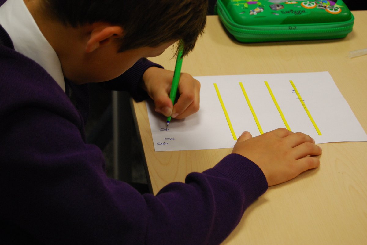WycliffeCollege's tweet photo. In handwriting club at Prep School today, pupils learned about the best positioning of each letter of the alphabet by using plastic lego bricks to think about the height above and below the line as they write. #handwritingclub #wycliffeprep https://t.co/rpUKjGC91Q