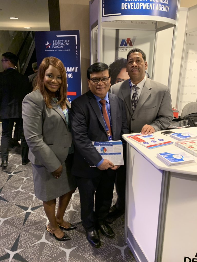 DrMilindKamble's tweet photo. Meeting with Jean Robert Baguidy &amp; Gabriela Morales, Business development specialist of  Minority Business Development Agency, US Department of commerce at SelectUSA2019. https://t.co/ZJRE4mRl9X